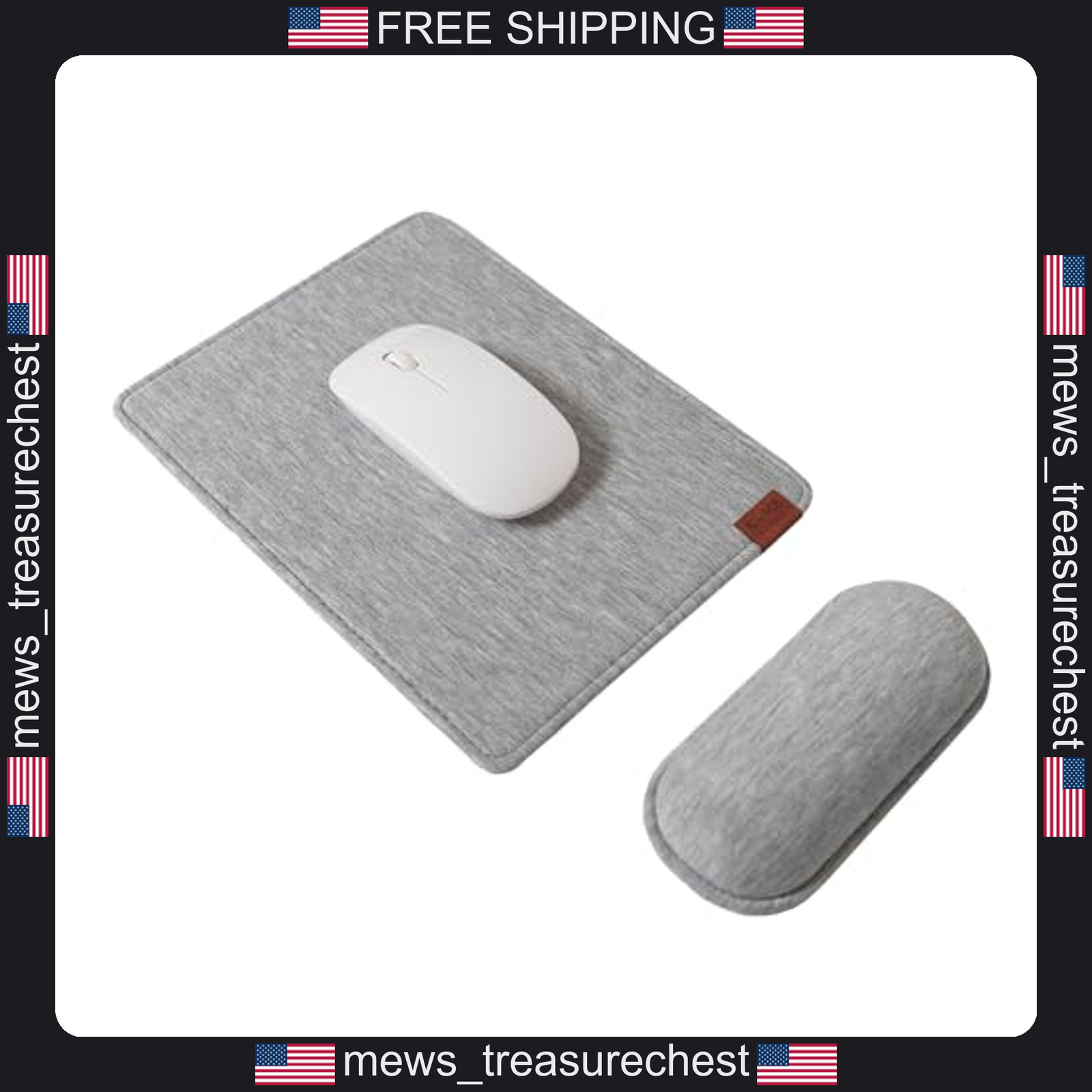 Ergonomic Mouse Pad with Wrist Rest, Anti-Slip, 9.7 x 7.3 in, Light Grey
