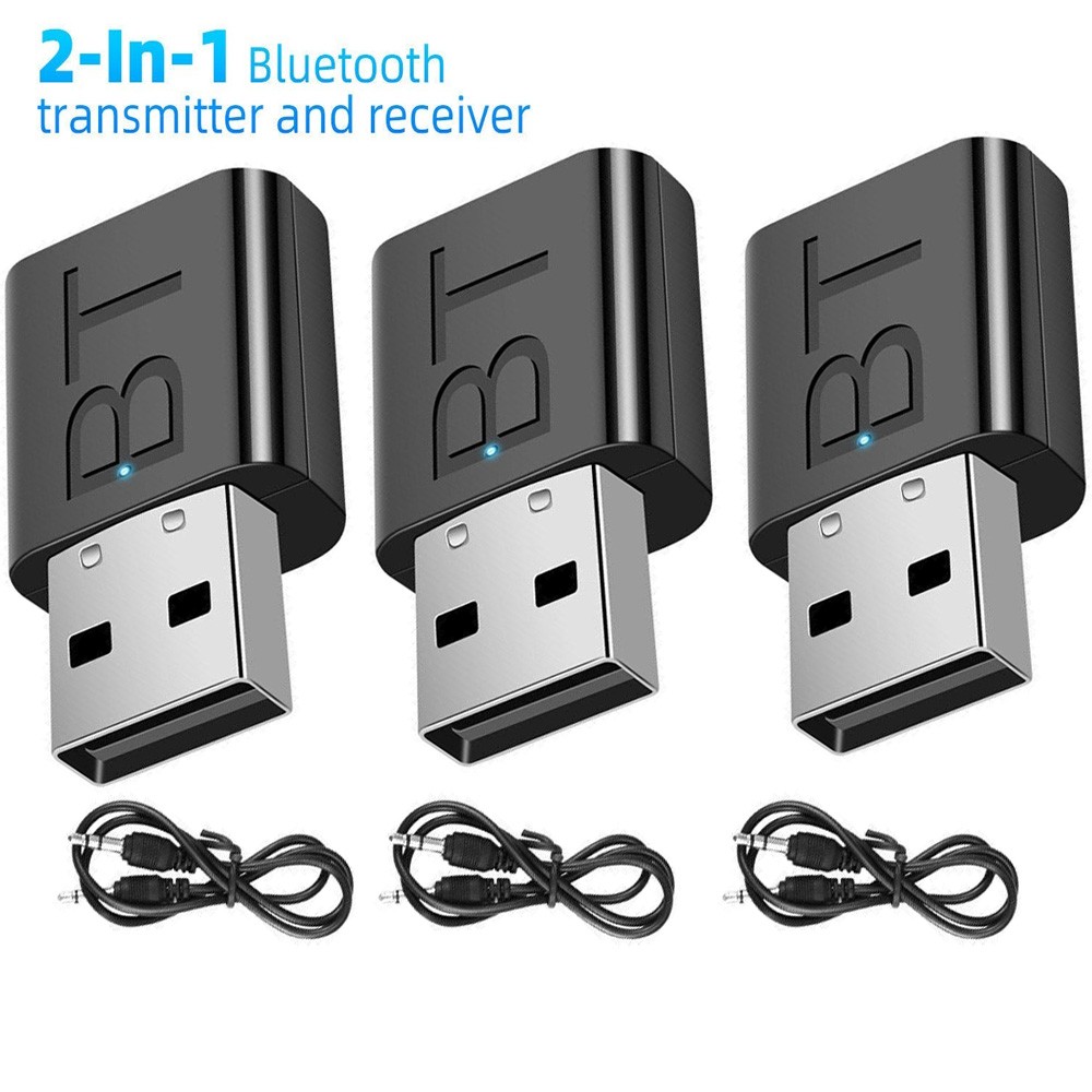 3PCS 2-in-1 USB Bluetooth 5.0 Transmitter Receiver AUX Adapter For TV/PC/Car NEW
