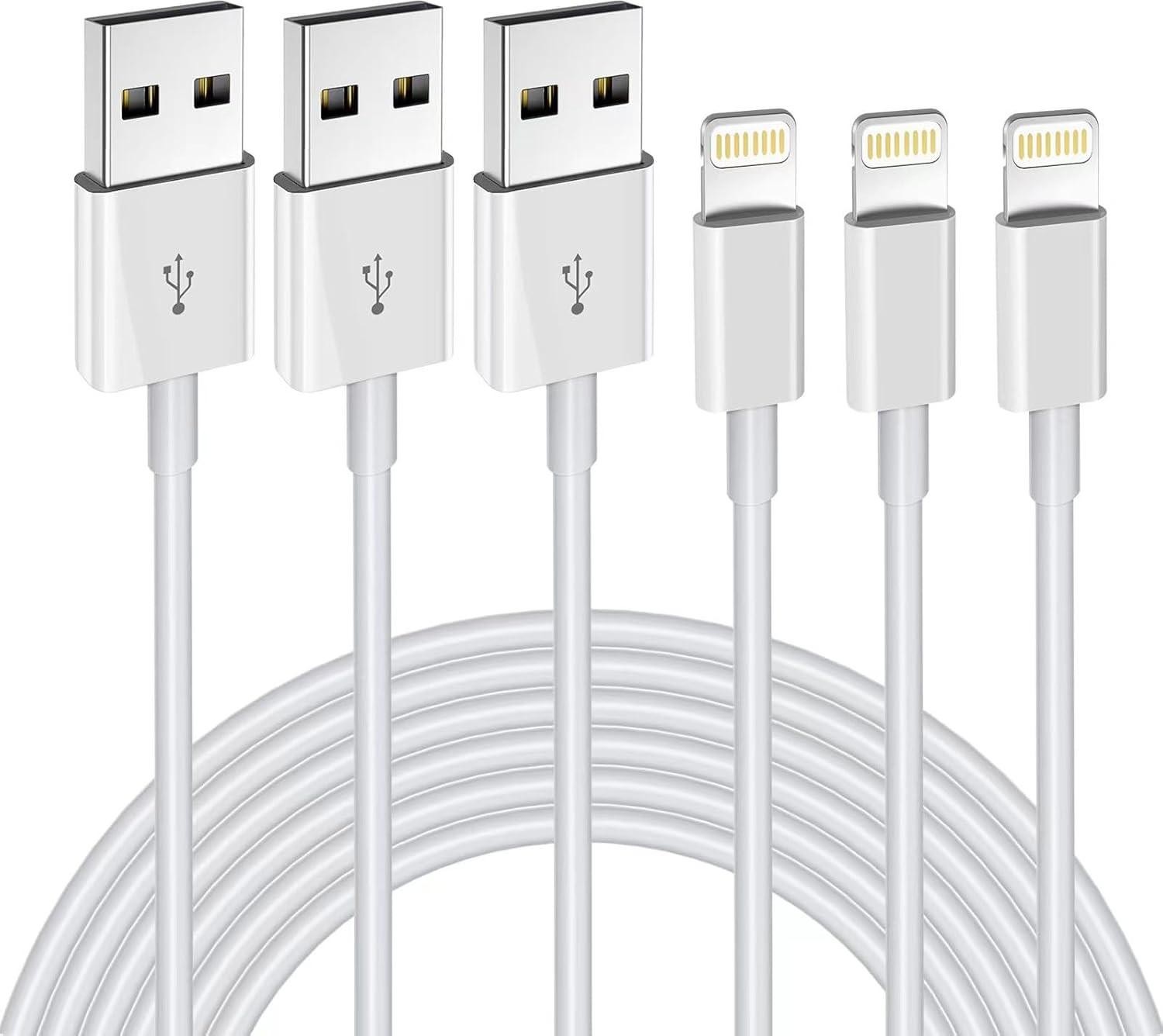 Iphone Charger 3pack 6ft Mfi Certified USB a to Lightning Cable Fast Charging Co