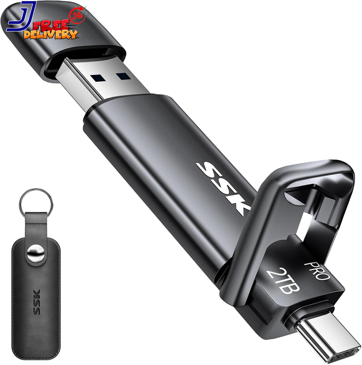SSK 2TB SSD USB C Stick up to 1000MB/s,Fast External SSD Dual Drive Type-C +