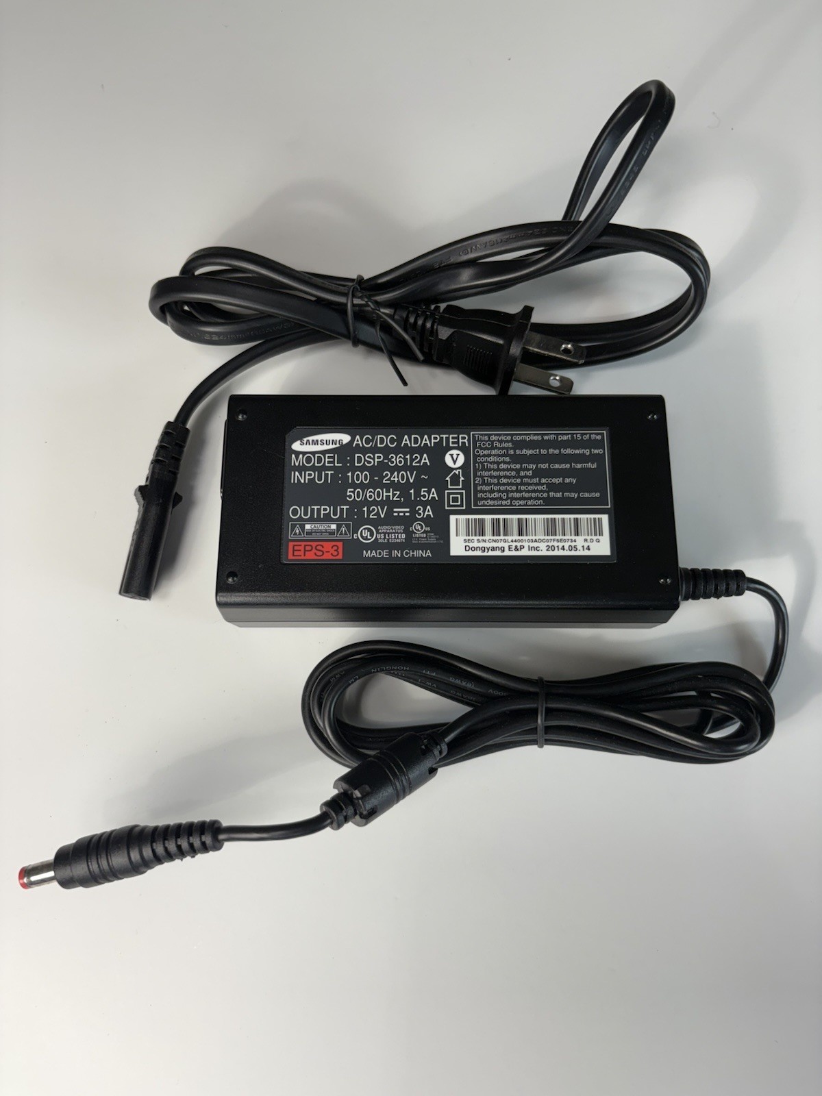Samsung DSP-3612A Power Supply AC/DC  Adapter Charger 12V 3A 36W 100-240V Used