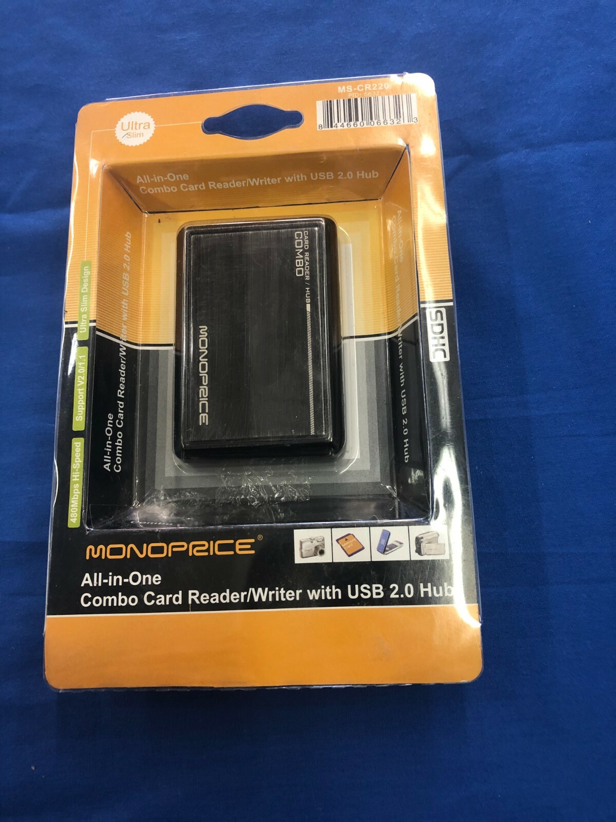 Monoprice All in One Card Reader USB 2.0 Hub MS-CR220 Ultra Slim SDHC NEW IN BOX