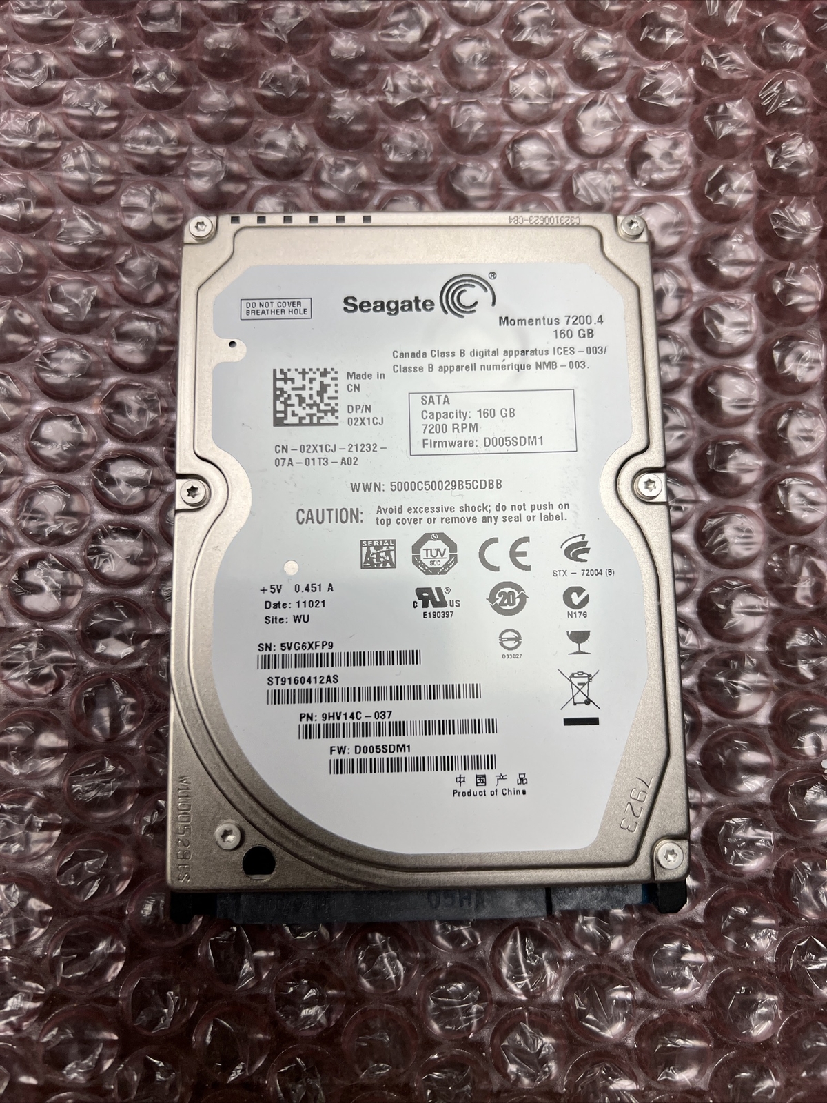 Seagate Momentus 7200.4 ST9160412AS 160GB 2.5" SATA II Laptop Hard Drive