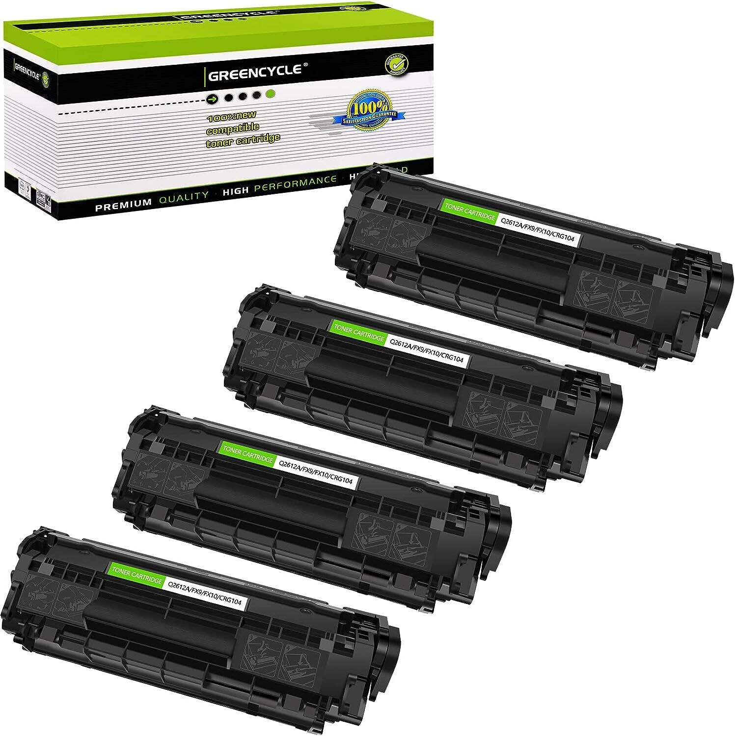 4PK greencycle Compatible Toner Cartridge CRG104 FX9 FX10 for Canon MF4100 MF411
