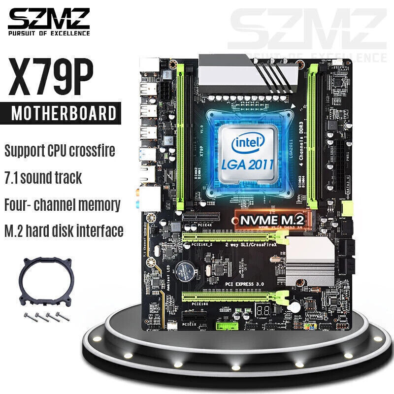 SZMZ X79P Motherboard LGA 2011 Support Xeon E5 Processor DDR3 NVME SATA Server