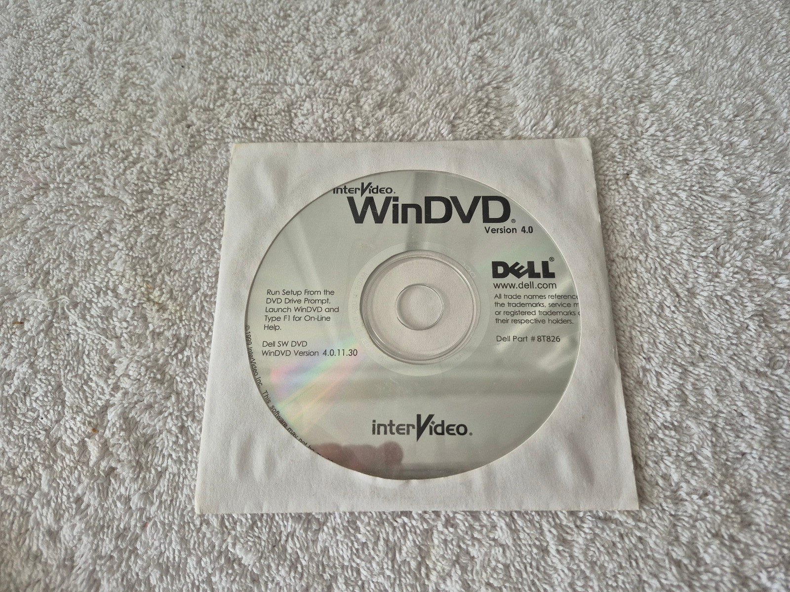 New Dell InterVideo WinDVD Version 4.0 Dell # 8T827 1999
