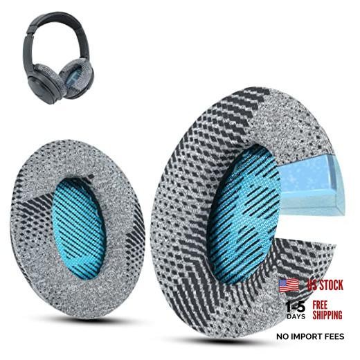 Cooling Gel Earpads for Bose QC35 & QC45, Fabric,Blue Scrim Grey & Blue