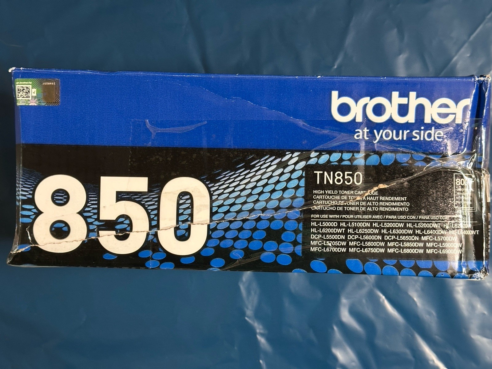 Brother Genuine, TN850, Replacement Black Toner / New sealed - Damage Box 