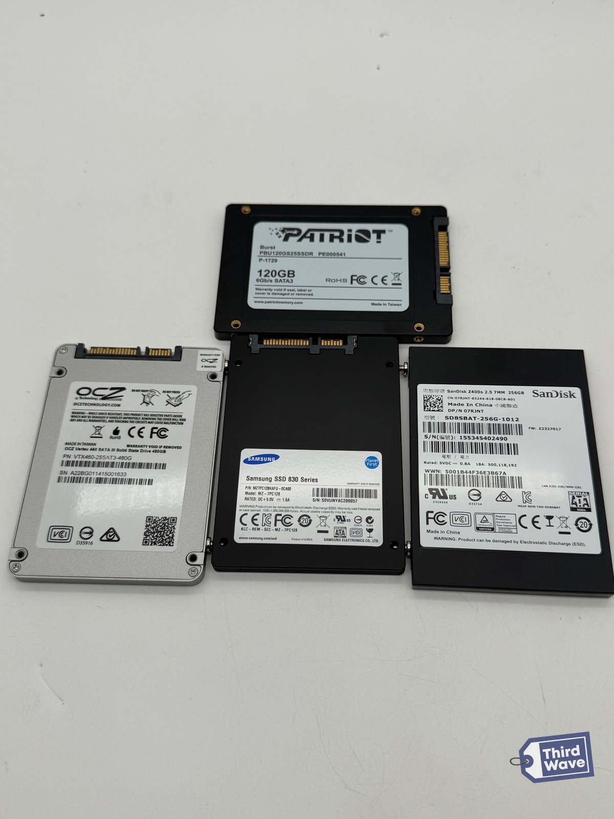 Lot of 4 Mixed 2.5" SATA SSD 120-480GB OCZ SanDisk Samsung 830 Patriot - Tested