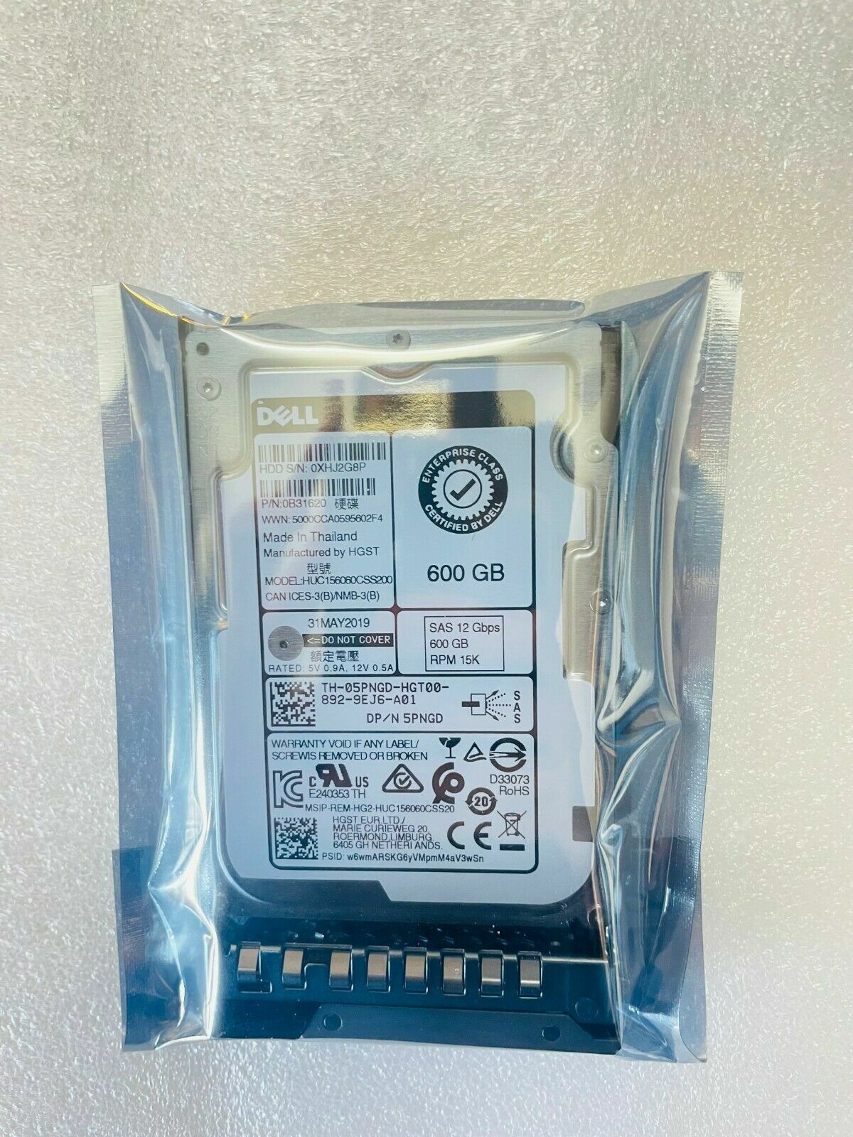 New DELL 600GB 2.5" SAS 12Gb/s 15K Hard Drive HDD 5PNGD +14th Series Caddy GEN14