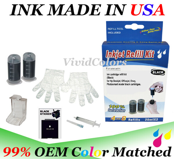 VC premium Black ink Refill Kit  for HP 667/662/680/65/67/901/300XL Cartridges