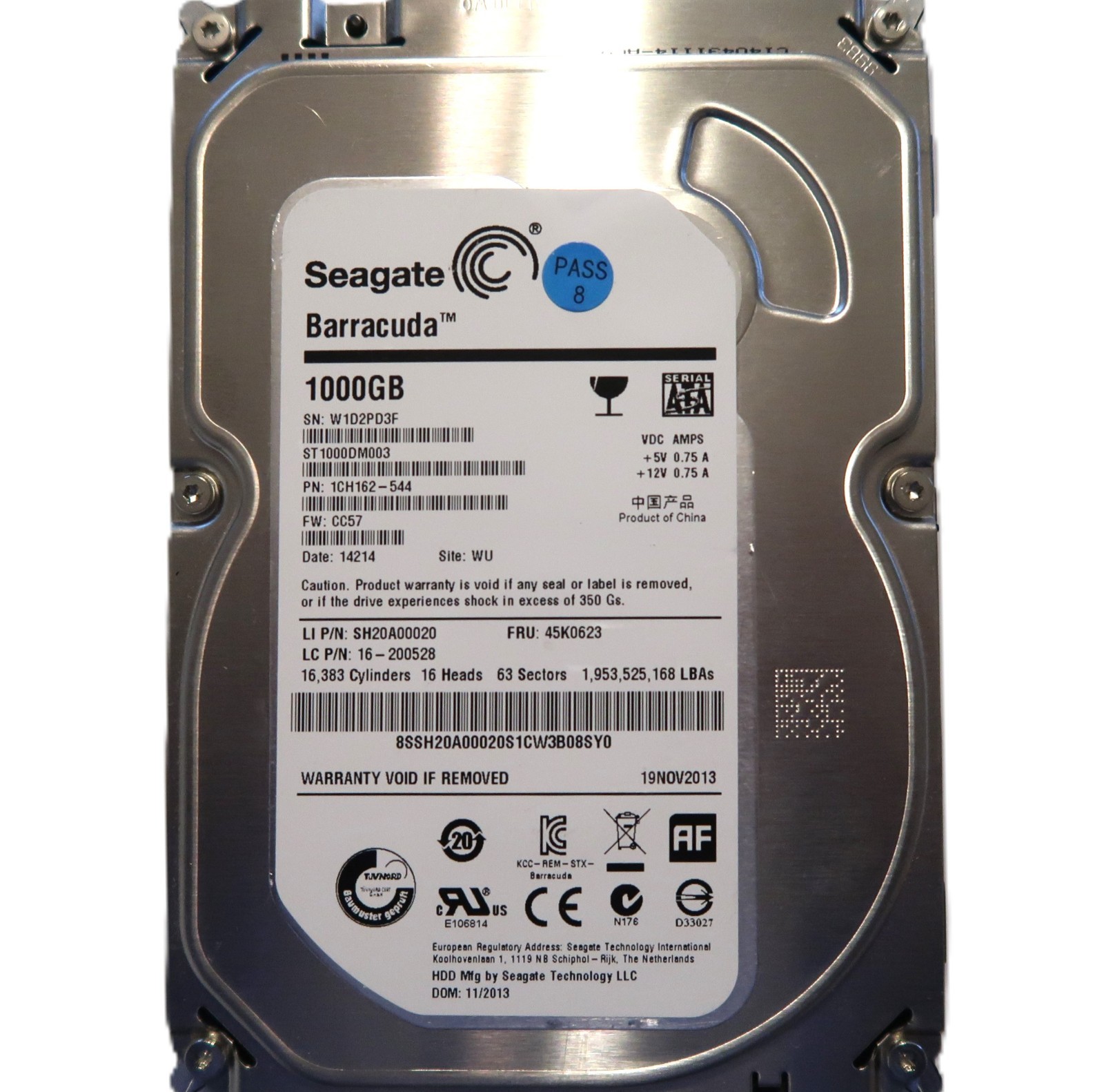 Seagate ST1000DM003 1CH162-544 CC57 (W1D2) WU China 1TB 3.5" Sata HDD 11/2013