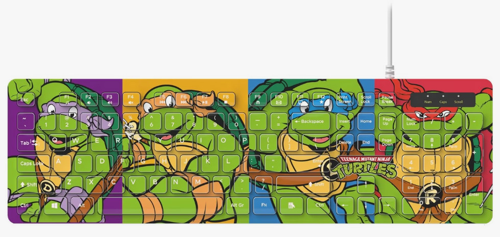 Geeknet Disney Teenage Mutant Ninja Turtles Wired Membrane Keyboard Brand New
