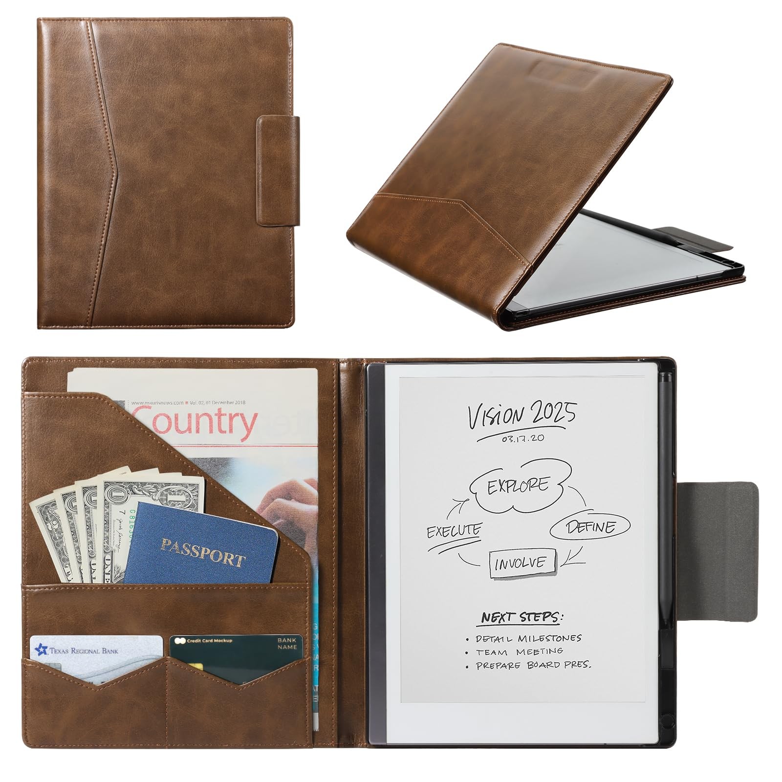 CoBak Premium PU Leather Case for 10.3" Remarkable 2 Tablet Cowhide Brown 