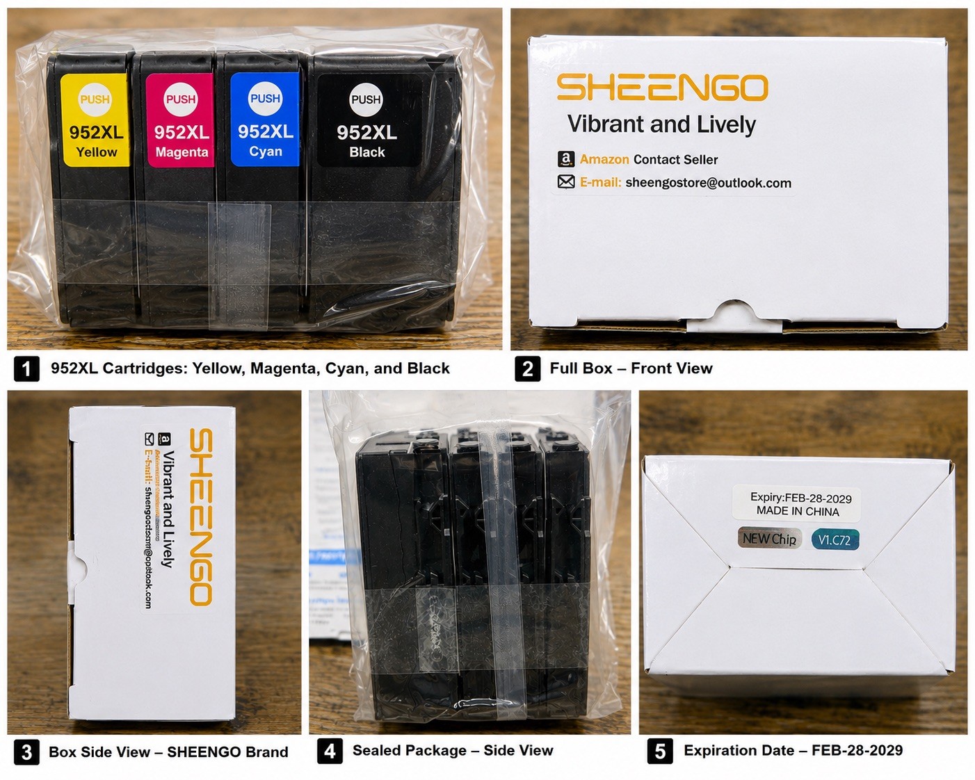 952XL Ink Cartridges Black and Color Combo Pack Compatible for HP Printers