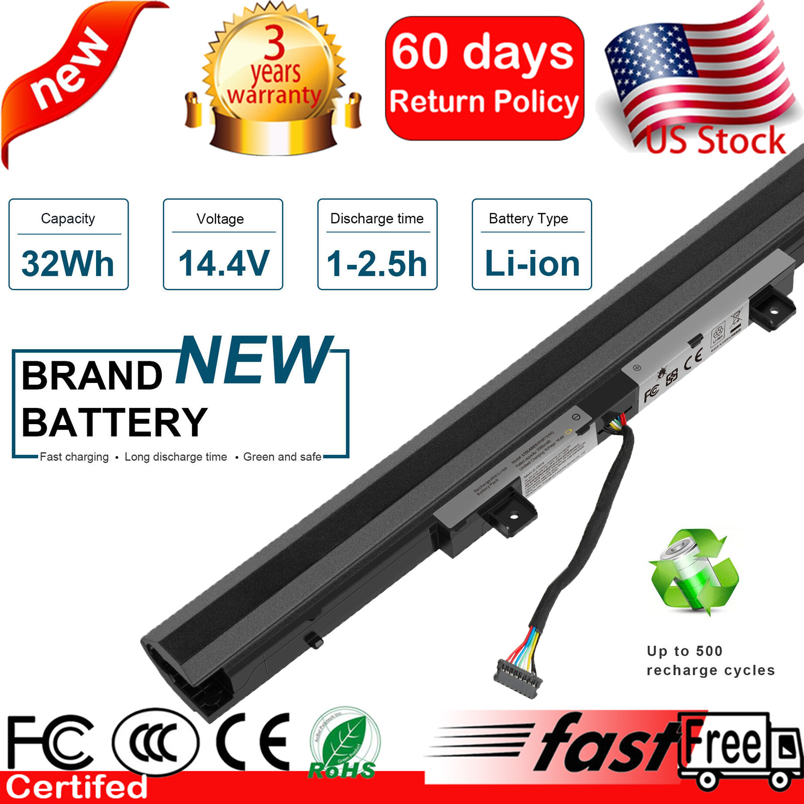 Battery For Lenovo Ideapad V310-15ISK V310-15ISK L15L4A02 L15C4A02 L15S4A02