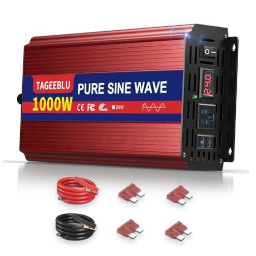 Pure Sine Wave Power Inverter, 24V DC to 110V-120V AC 24V 1000W