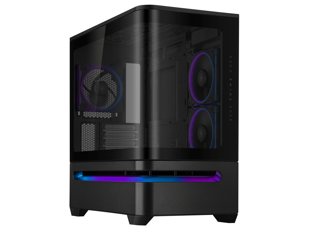ASUS Prime AP202 ARGB Black mATX case with fully tempered curved glass, supports