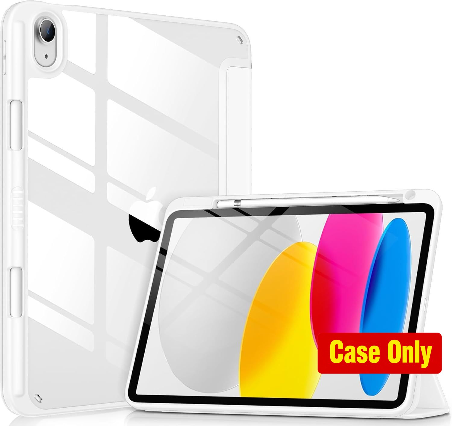 iPad 11-inch 2025 Case, TPU Shockproof Cover with Clear Back and Pencil Holder