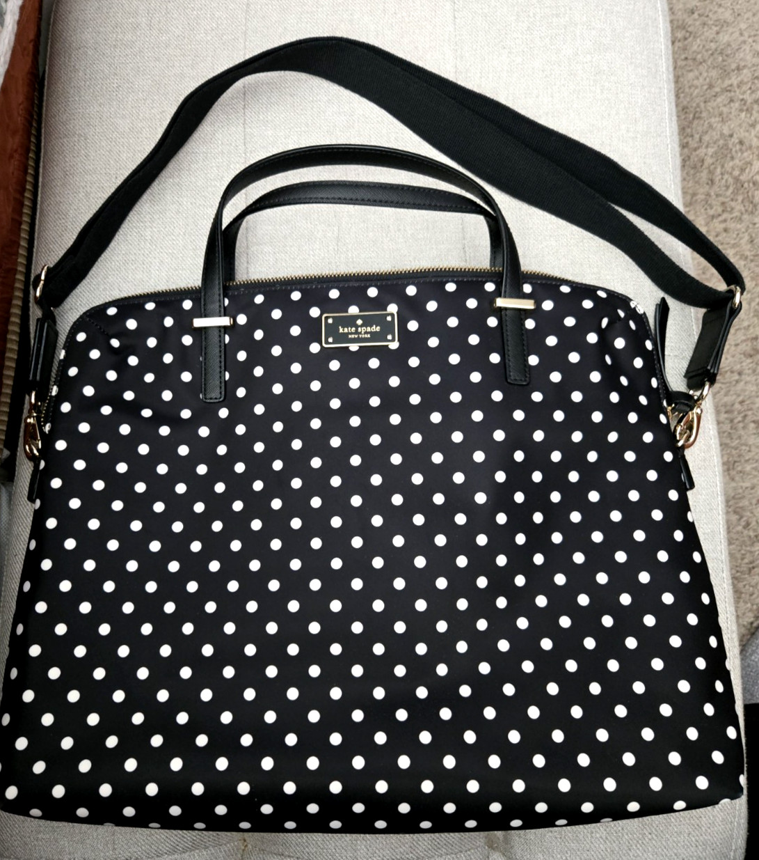 Kate Spade Nylon Calista Laptop Tote Bag Shoulder Bag Travel School Polka Dot