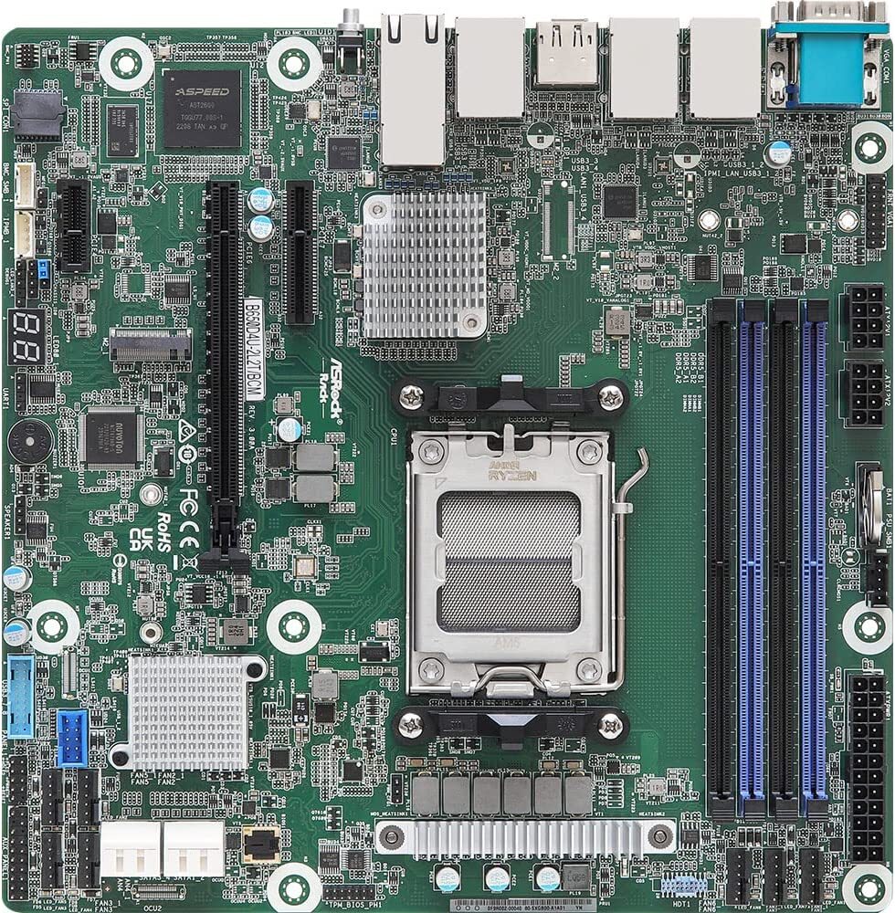 ASRock Rack B650D4U-2L2T/BCM Micro-ATX Server Motherboard Single Socket AMD EPYC