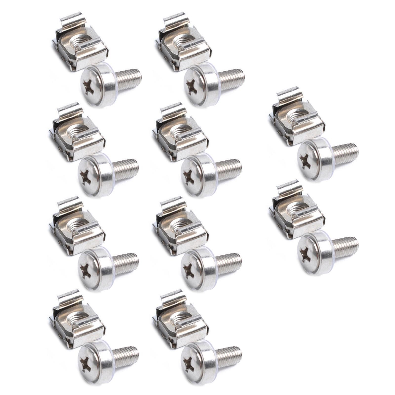 10Pcs Metal Nickel Plated Square Hole Cage Nuts & Screws For Server Rack Cabinet