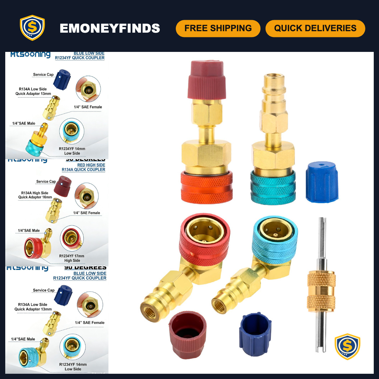R1234yf Adapter Kit - Self-Sealing Can Tap & Quick Coupler for R134a Systems