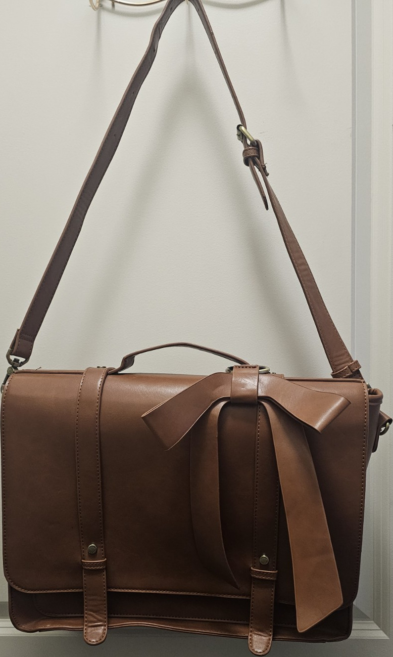 ECOSUSI Brown Synthetic Leather 15" Laptop Messenger Bag Padded