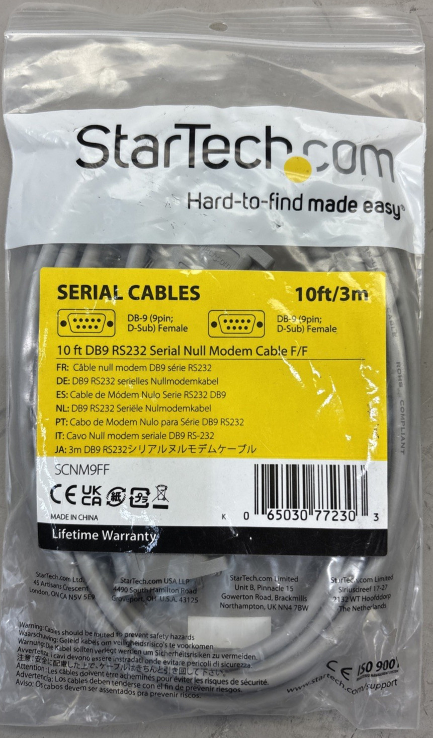 StarTech Straight Through Serial Cable - DB9 F/F - 10 Feet