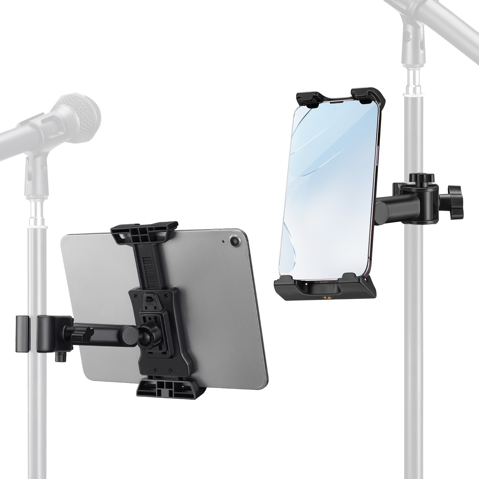 Tablet Holder for Mic Stand Adjustable Microphone Stand Phone Holder Mount