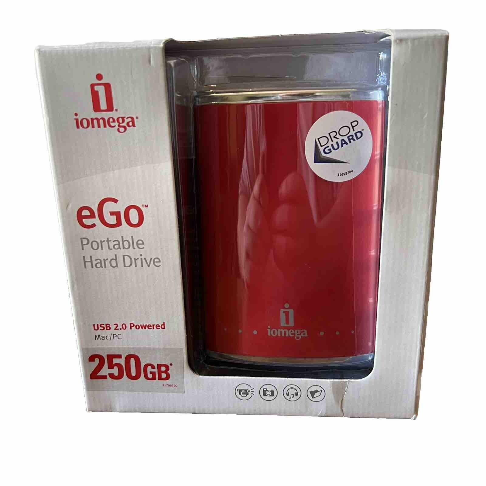 Iomega Ego Red Portable Hard Drive USB 2.0 250gb Open Box For Windows Xp Vista