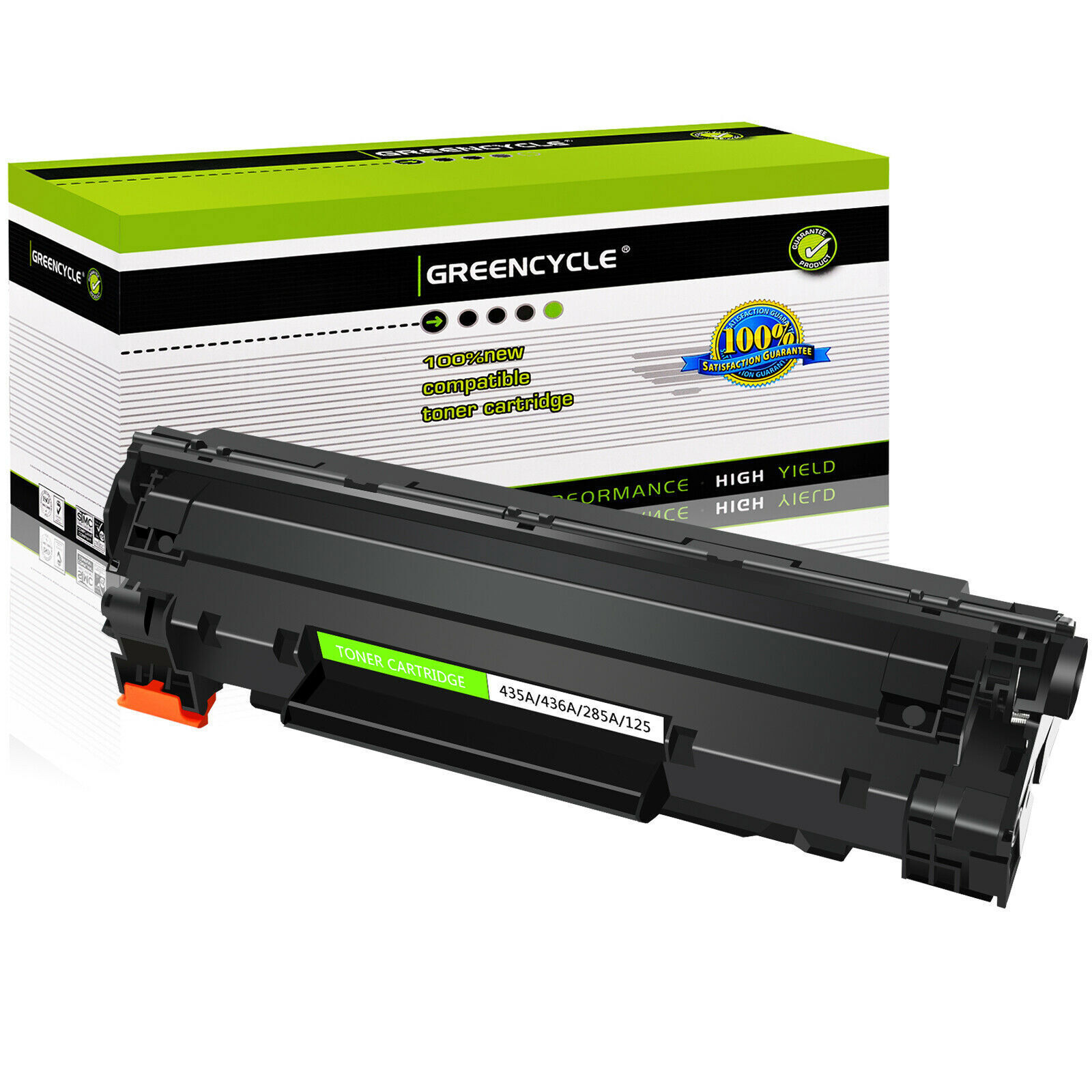 1PK CB435A 35A Black Toner Cartridge Compatible with HP LaserJet P1006 Printer