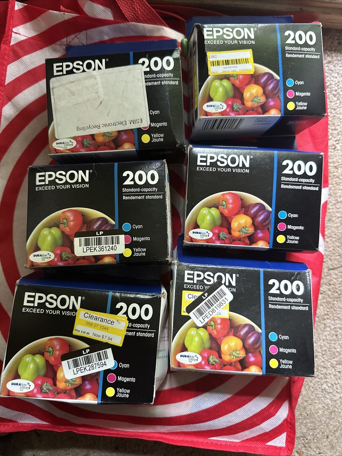 6x Epson 200 T200520 Tri-Color Ink Multi-Pack Best By Dates Vary Read
