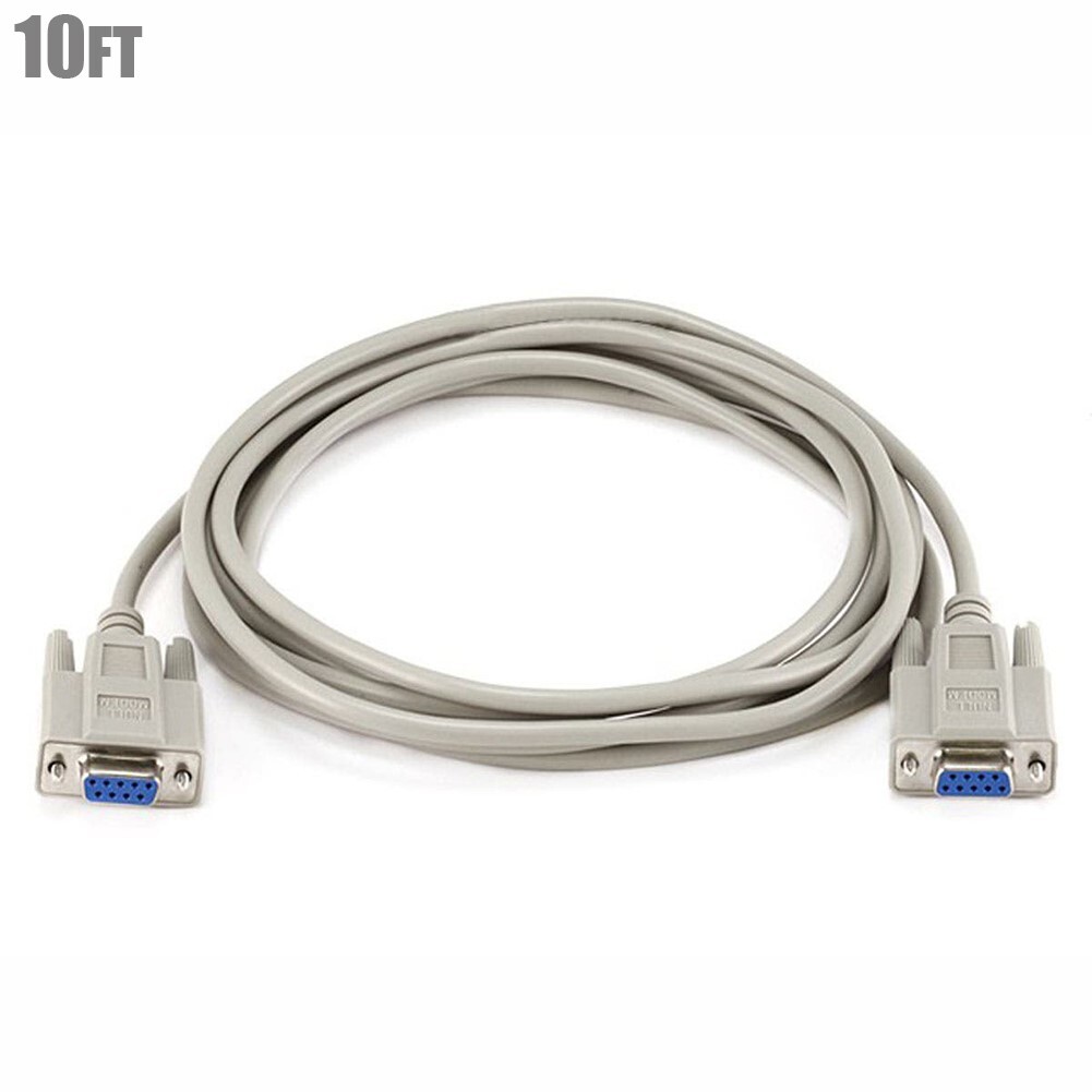 10FT Null Modem Cable Serial RS 232 DB9 DB 9 Female to Female F/F PC DTE DCE