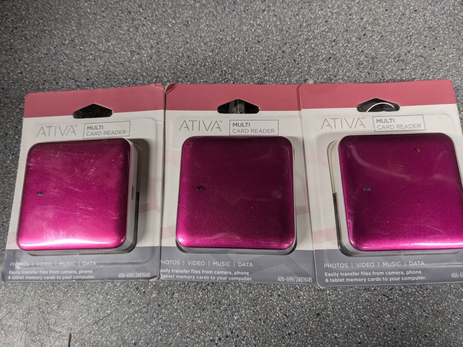 Ativa Multi Card Reader Pink New Sealed USB Transfers Photos Music Data Video