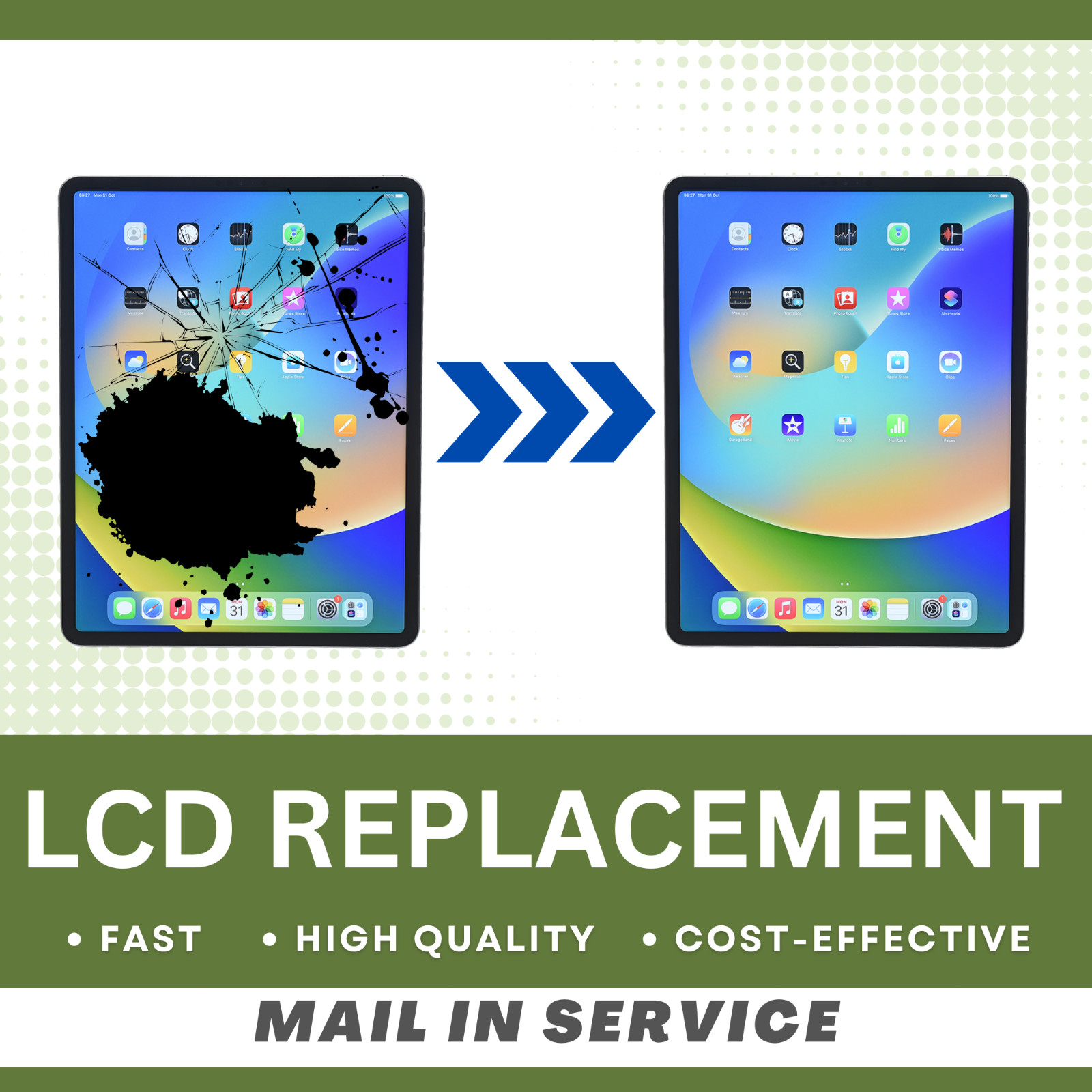 iPad Pro 12.9 3/4th Gen Screen/LCD Full Repair Service Mail-in High Quality FAST