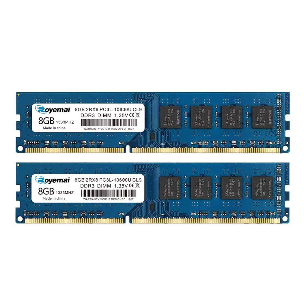 16GB Kit 2x8GB DDR3L DDR3 10600 1333MHz Udimm PC3 PC3L10600U 1.35V 1.5V CL9
