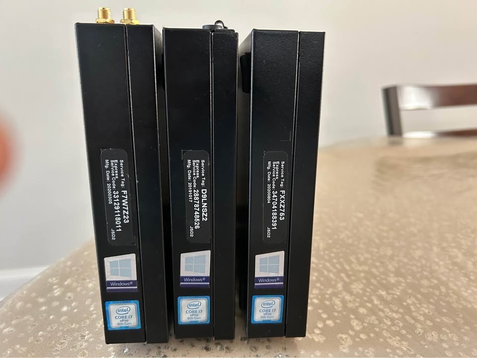 Lot of 3 Dell optiplex 7070 D10U With 16Gb Ram Core i7 Vpro / Without HDD/SSD