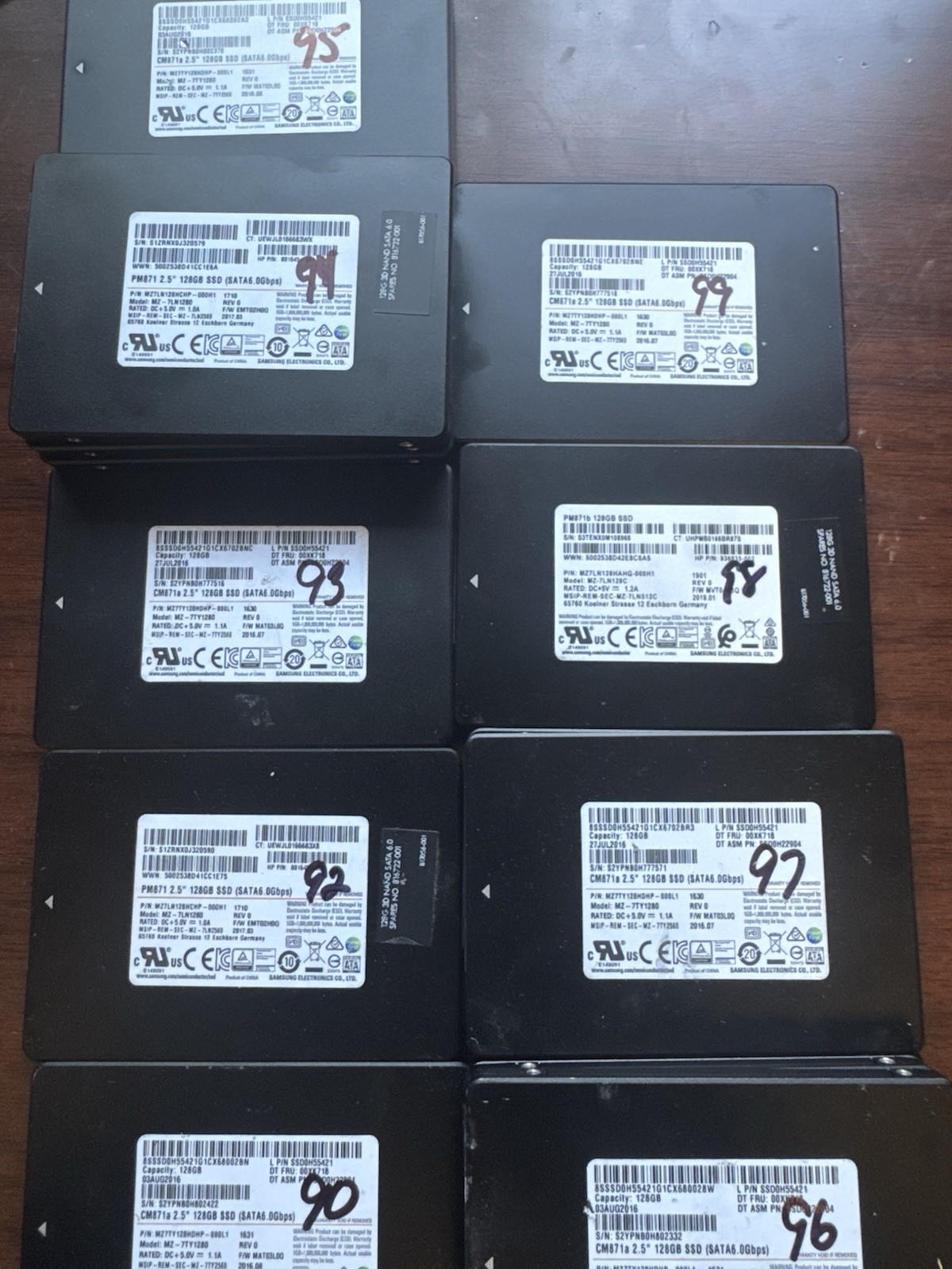 17- Samsung PM871 128GB MZ-7LN1280 2.5" SATA 6Gbps SSD HP 801645-001 90 - 99%