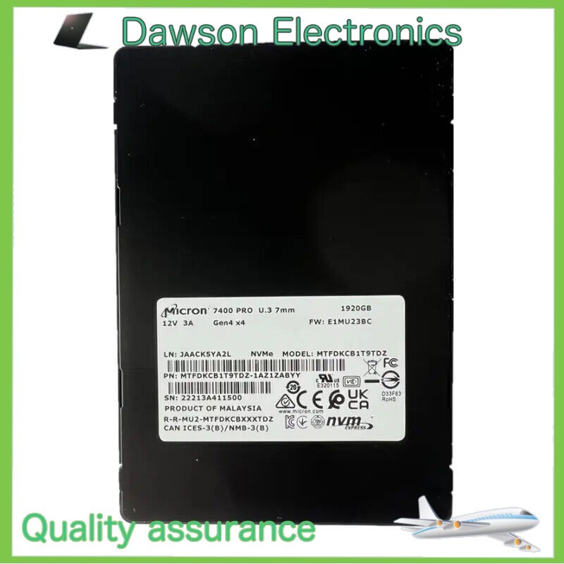 New Micron 7400 PRO 1.92TB SSD 2.5'' Gen4 X4 1920GB NVMe MTFDKCB1T9TDZ-1AZ1ZABYY