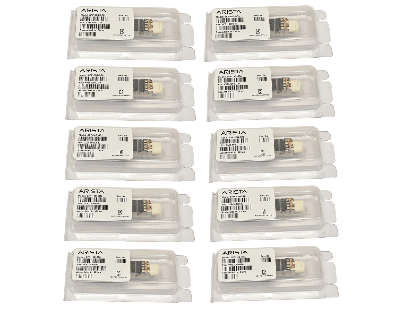 10x Aristal GBIC SFP-10G-SRL 10Gbps SFP+ 850nm 100m XVR-10002-20 Rev: B0 NEW