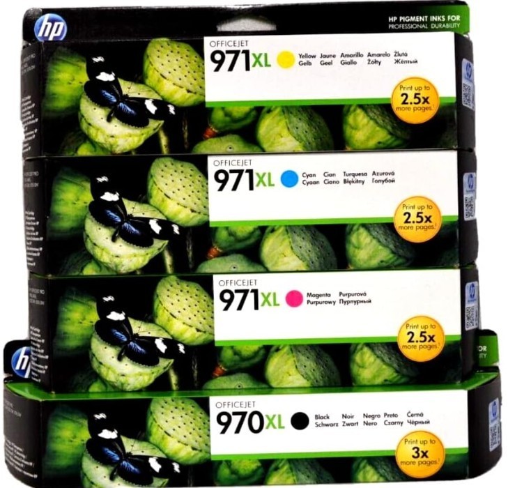 GENUINE 4-PACK HP 970XL & 971XL Color Ink OFFICEJET PRO X576 NEW 3 SEALED 1 OPEN