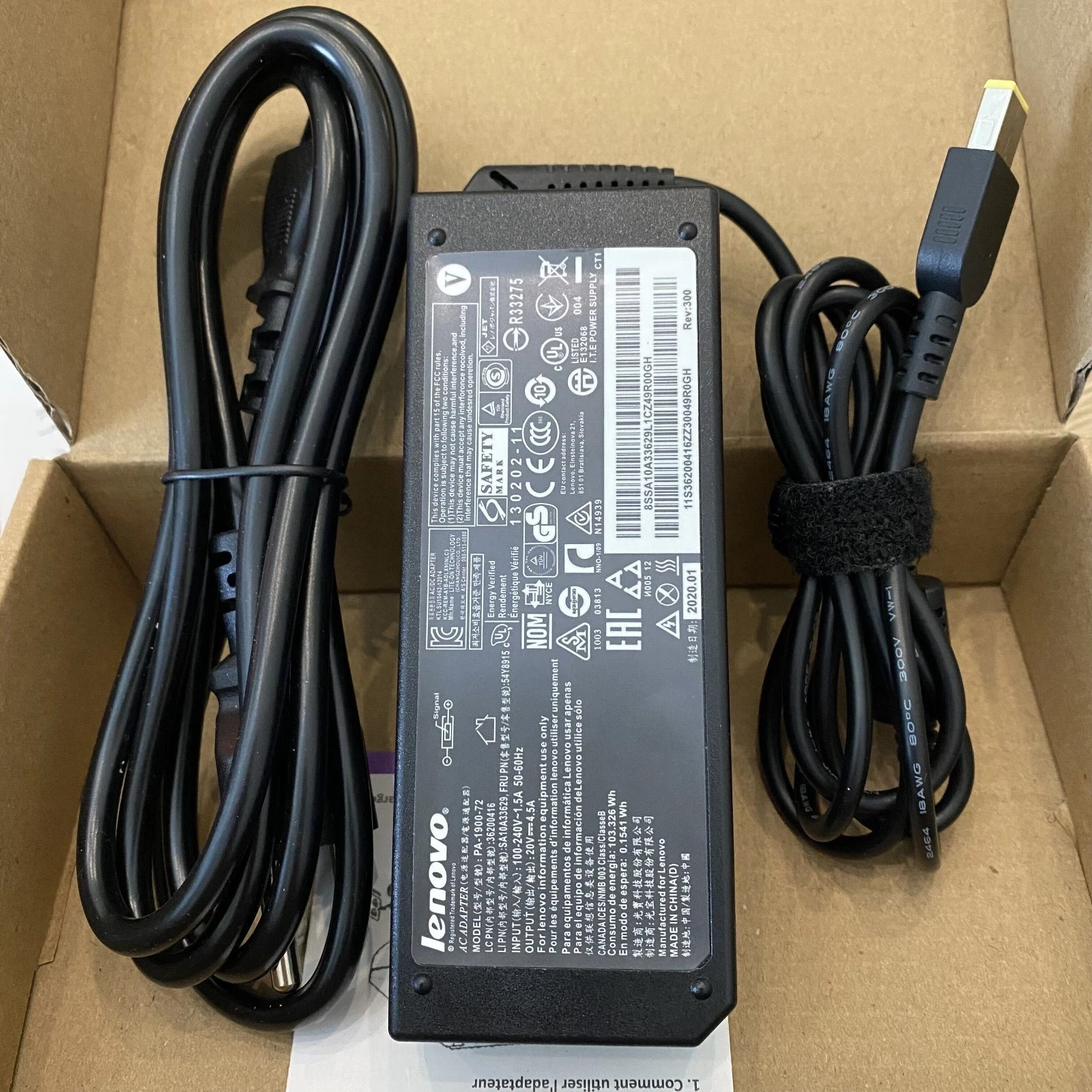 Genuine OEM Lenovo 90W 20V 4.5A AC Adapter Charger ThinkPad X1 Carbon USB-Tip