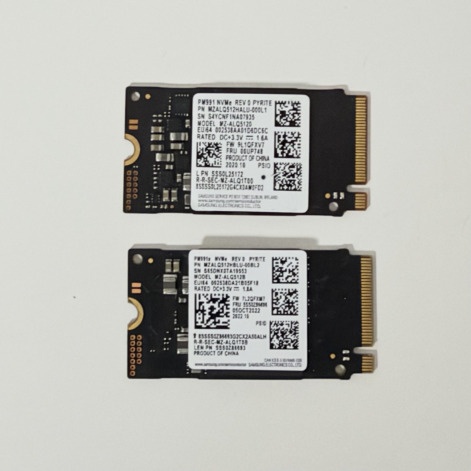 Lot of 2 Samsung PM991 512GB NVMe M.2 2242 PCIe Gen3 SSD MZ-ALQ512D OEM