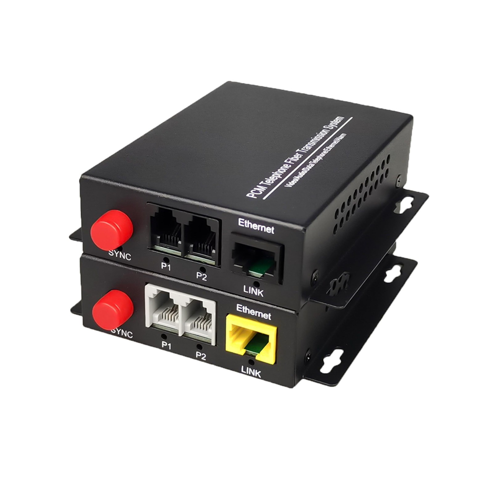 2 Channels POTS Telephones and Ethernet Over Fiber Optic Extenders Singlemode...
