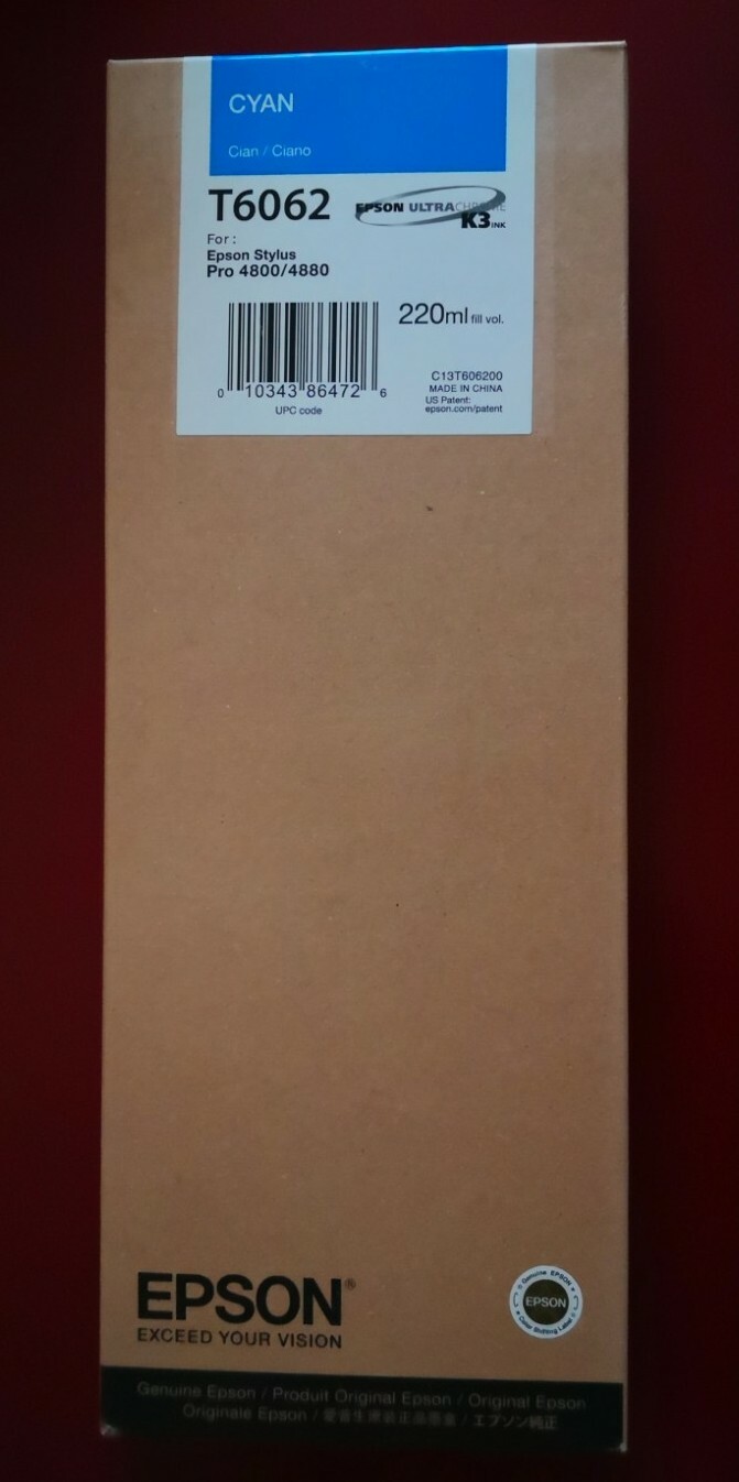 09-2021 NEW IN BOX GENUINE EPSON T6062 CYAN 220ml K3 INK STYLUS PRO 4800 4880