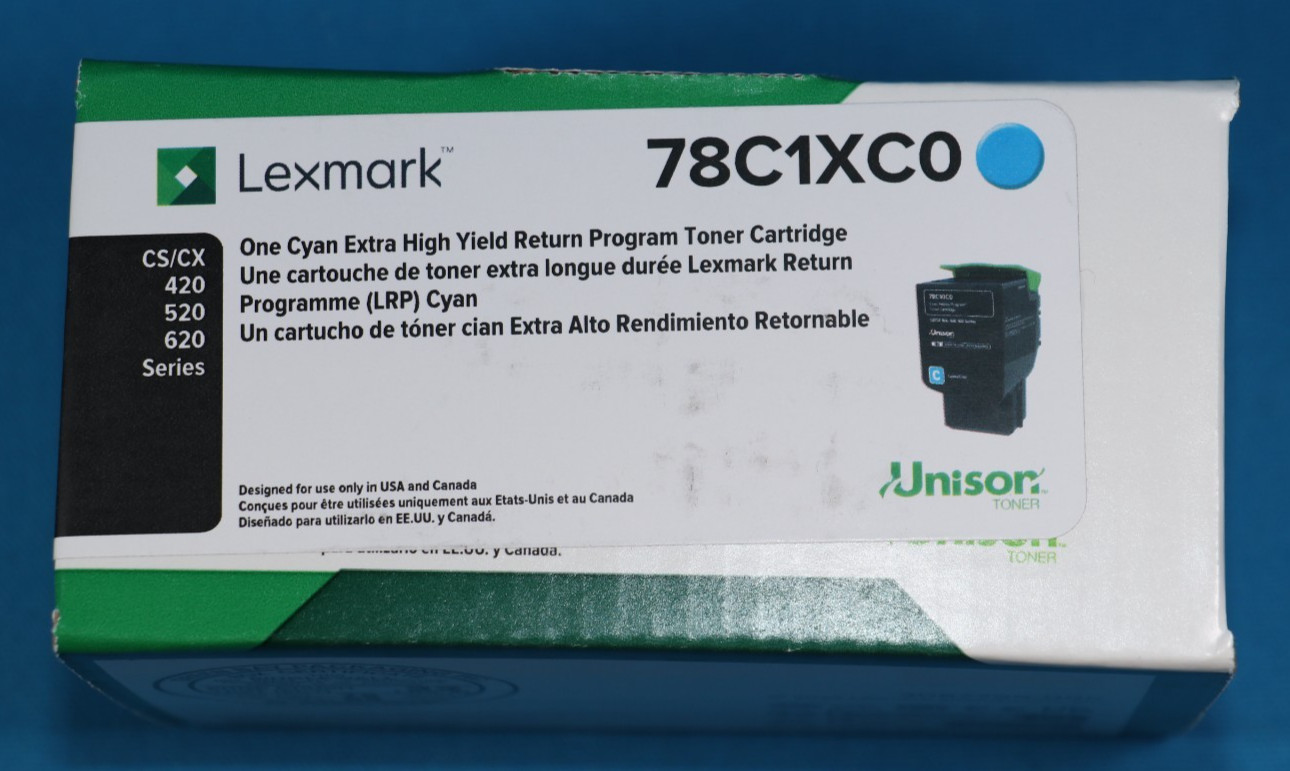 Genuine OEm Lexmark 78C1XC0 Extra High Yield Toner Cartridge CYAN 78C1XC0  NEW