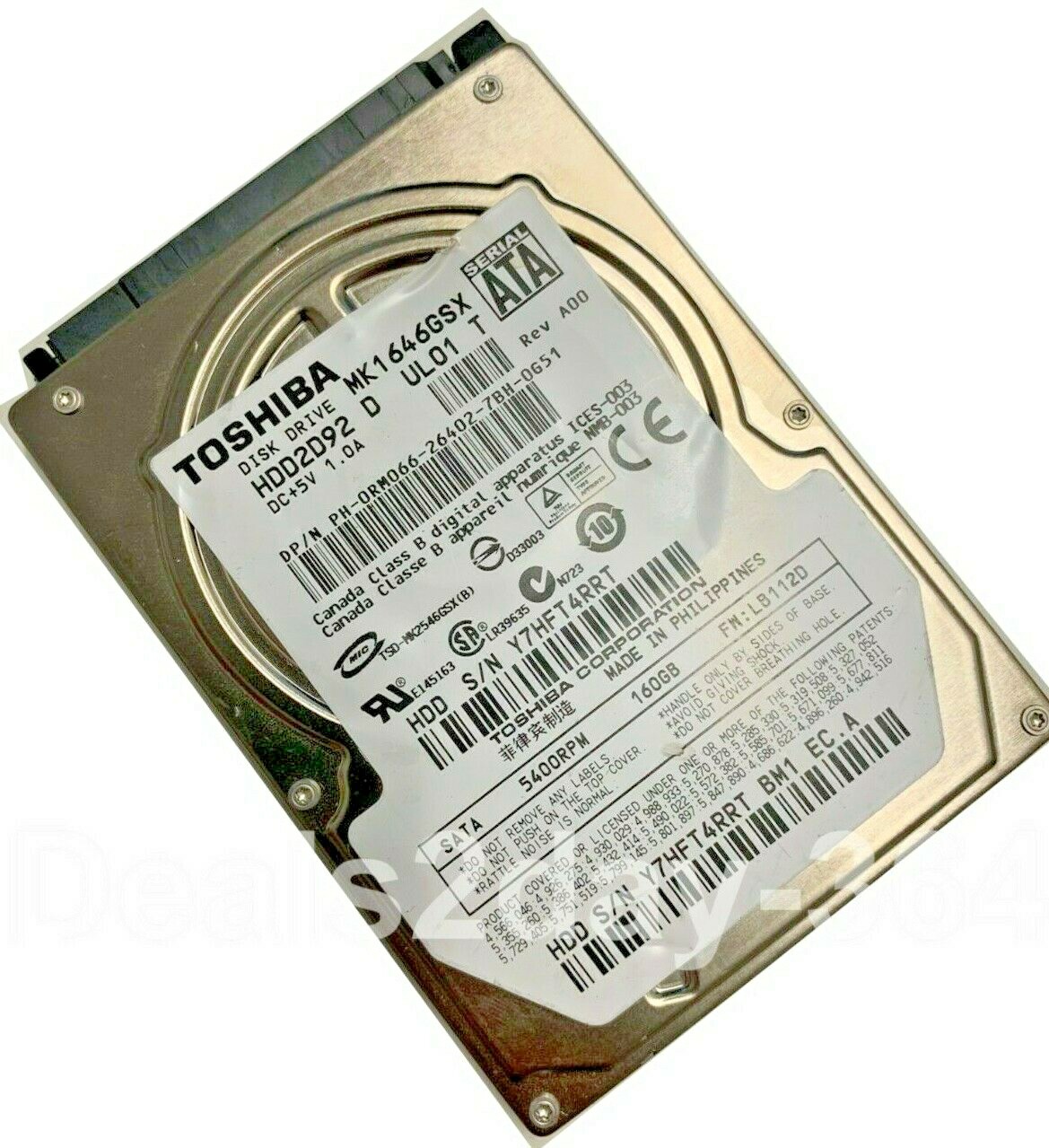 Toshiba MK1646GSX HDD2D92 160GB  5400RPM 2.5" SATA 0 Hour Drive laptop
