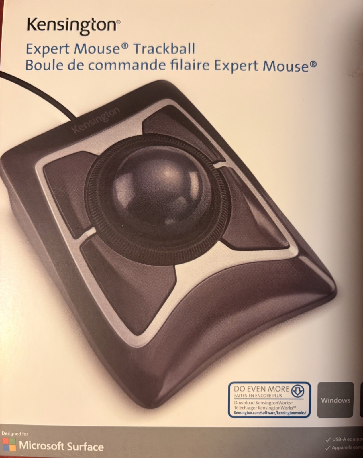 Kensington K64325 USB 2.0 Wired Expert Ergo Trackball Mouse w/ Wrist Rest Pad
