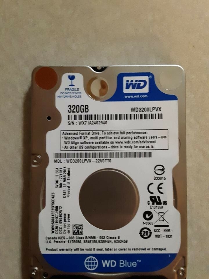 WD Blue. 320 gb WD 3200LPVX. 2.5 